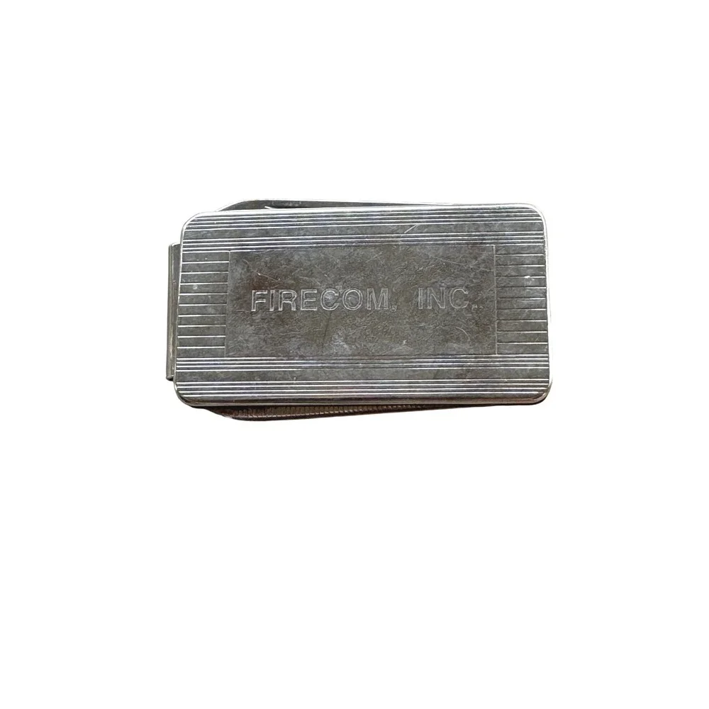Vintage Firecom Inc Stainless Steel Money Clip Multi-Tool Knife Nail File Silver